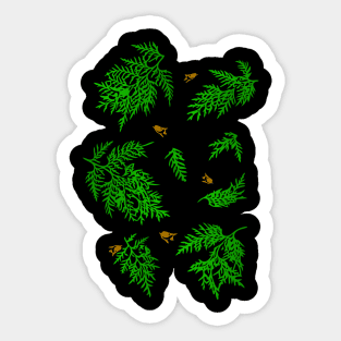 Coniferous Cedar Leaf Pattern (black) Sticker